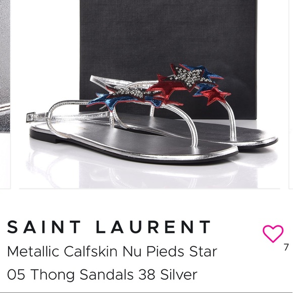 Saint Laurent Calf Skin Metallic Star Sandals - Picture 2 of 10